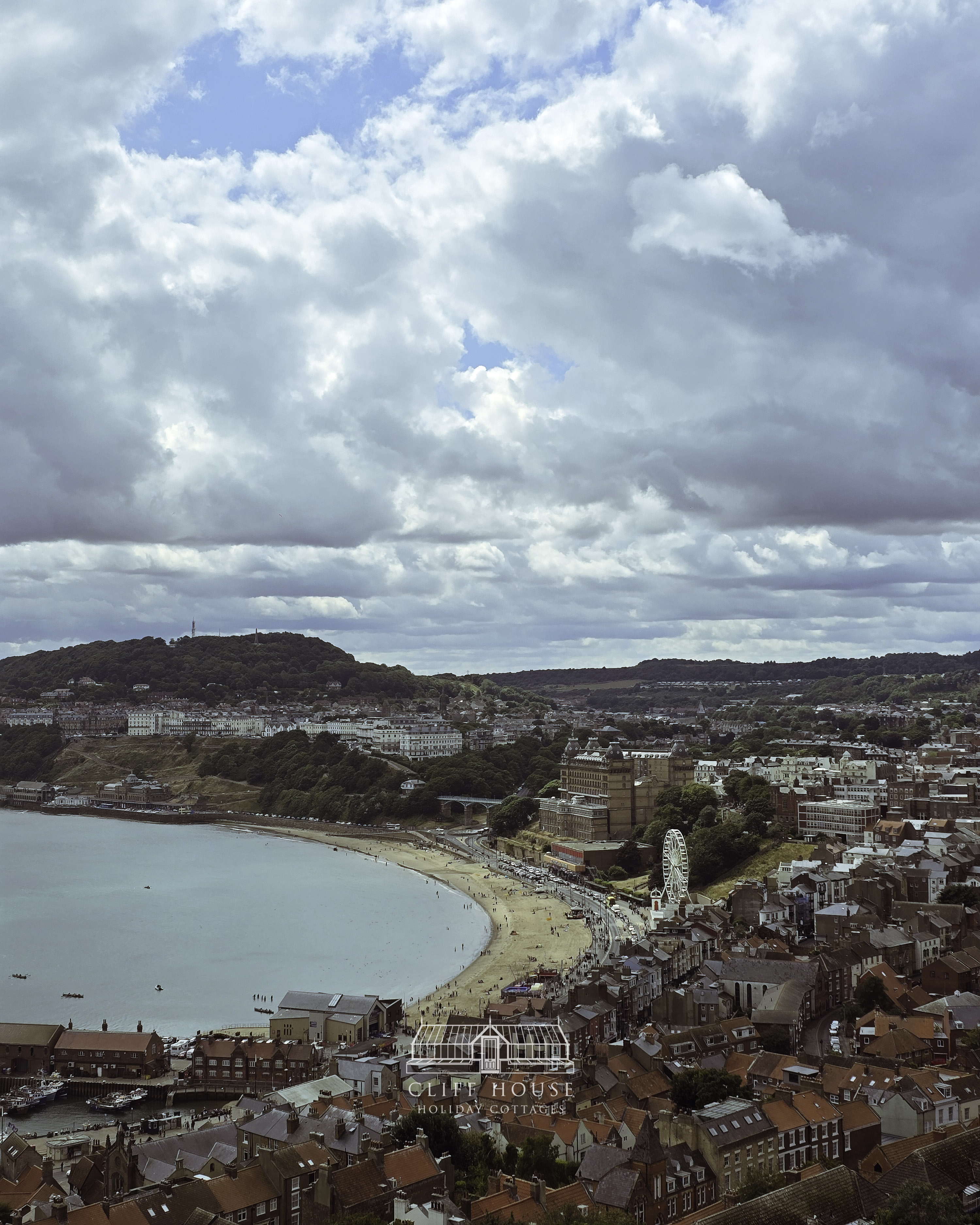cliff house holiday cottages scarborough castle on the headland above the yorkshire coast with historic stone ruins and views across scarborough looking across south bay
